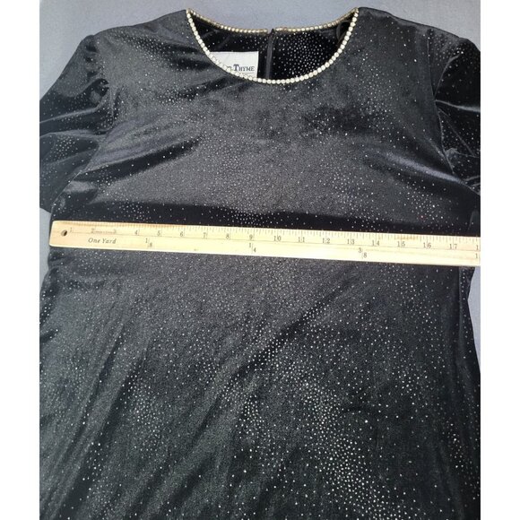 VTG Y2K Black Velvet Sparkle Rhinestone Short Sleeve Mini Dress Whimsigoth 10P - Picture 4 of 10